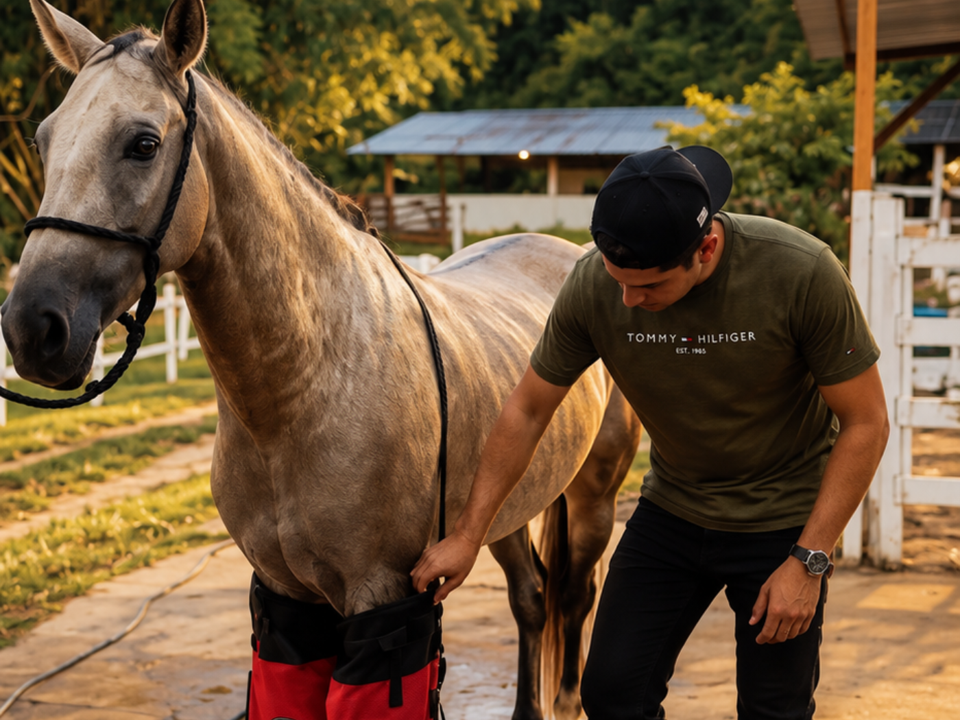 Marcos Filipe avaliando um cavalo Mangalarga Marchador