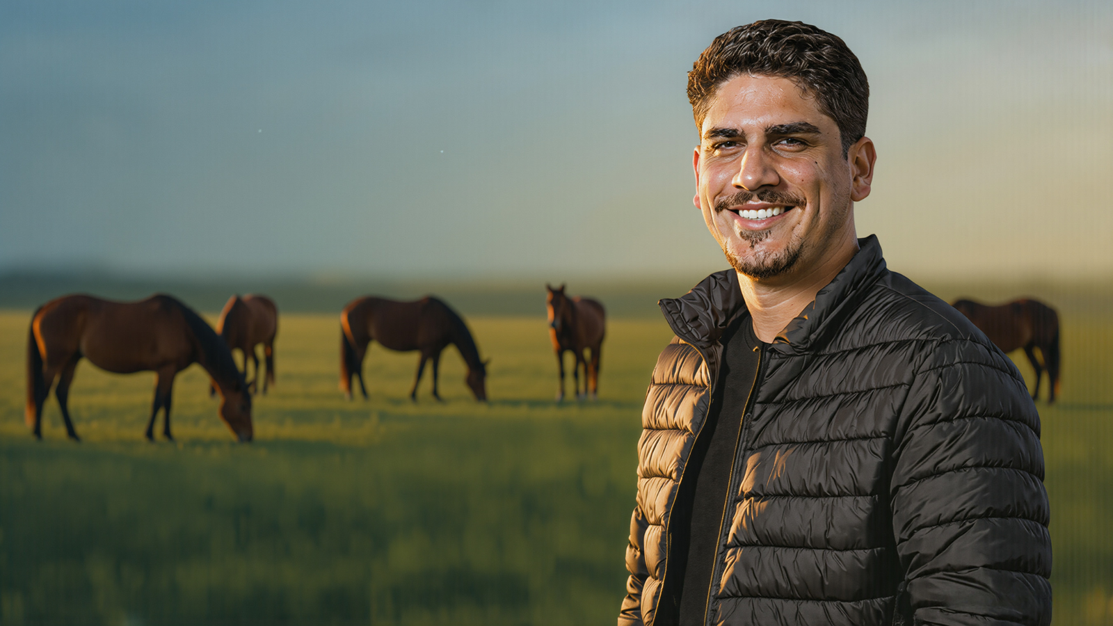 Marcos Filipe em campo com cavalos Mangalarga Marchador